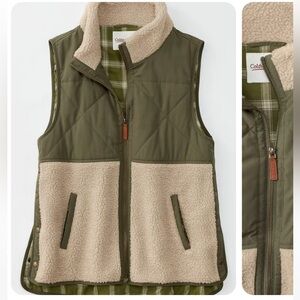 coldwater creek sherpa flannel vest